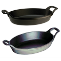 Cast Iron 15*9.5*3cm Oval Baking Roasting Dish Cooking Pan